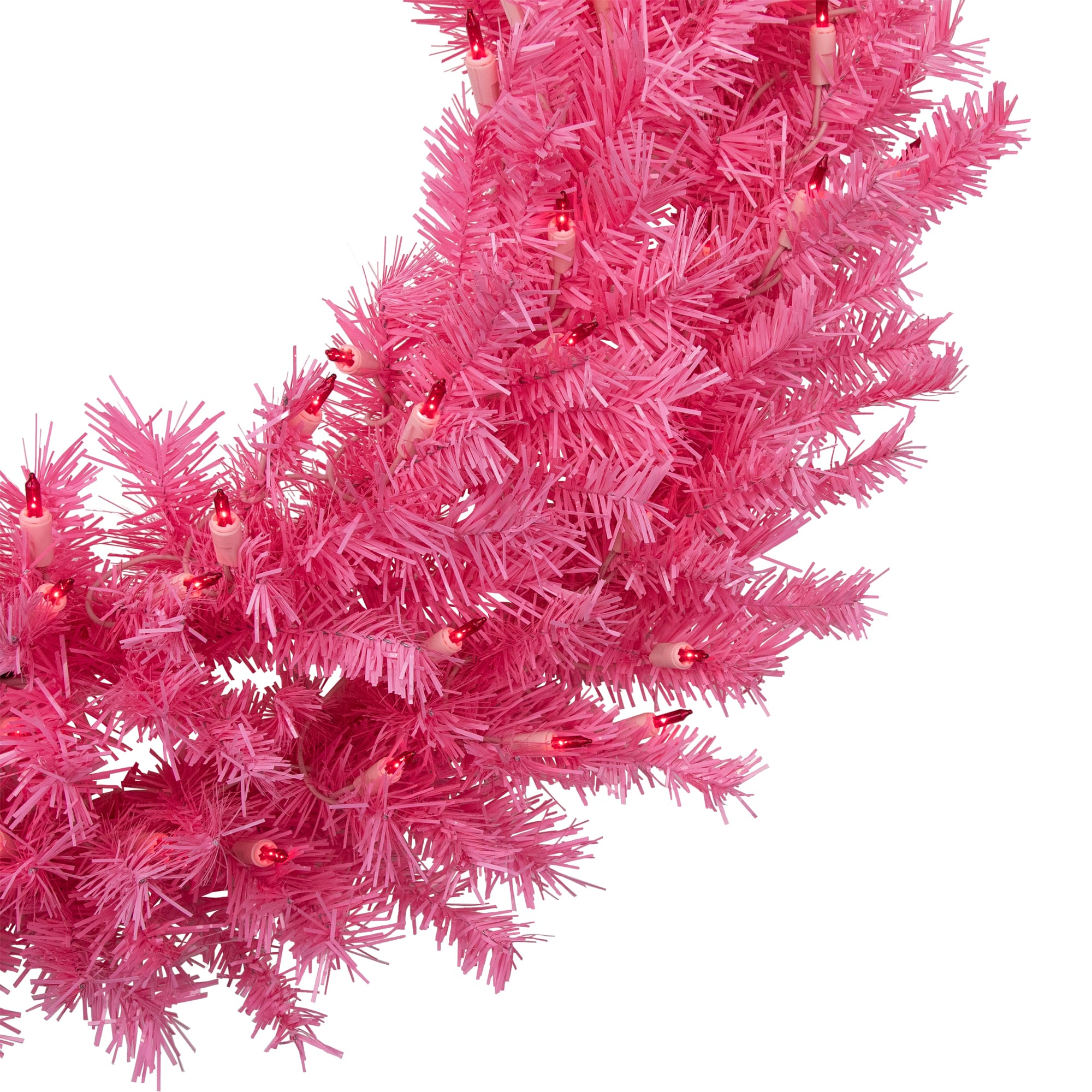 3ft. Pre-Lit Pink Spruce Christmas Wreath, Pink Lights